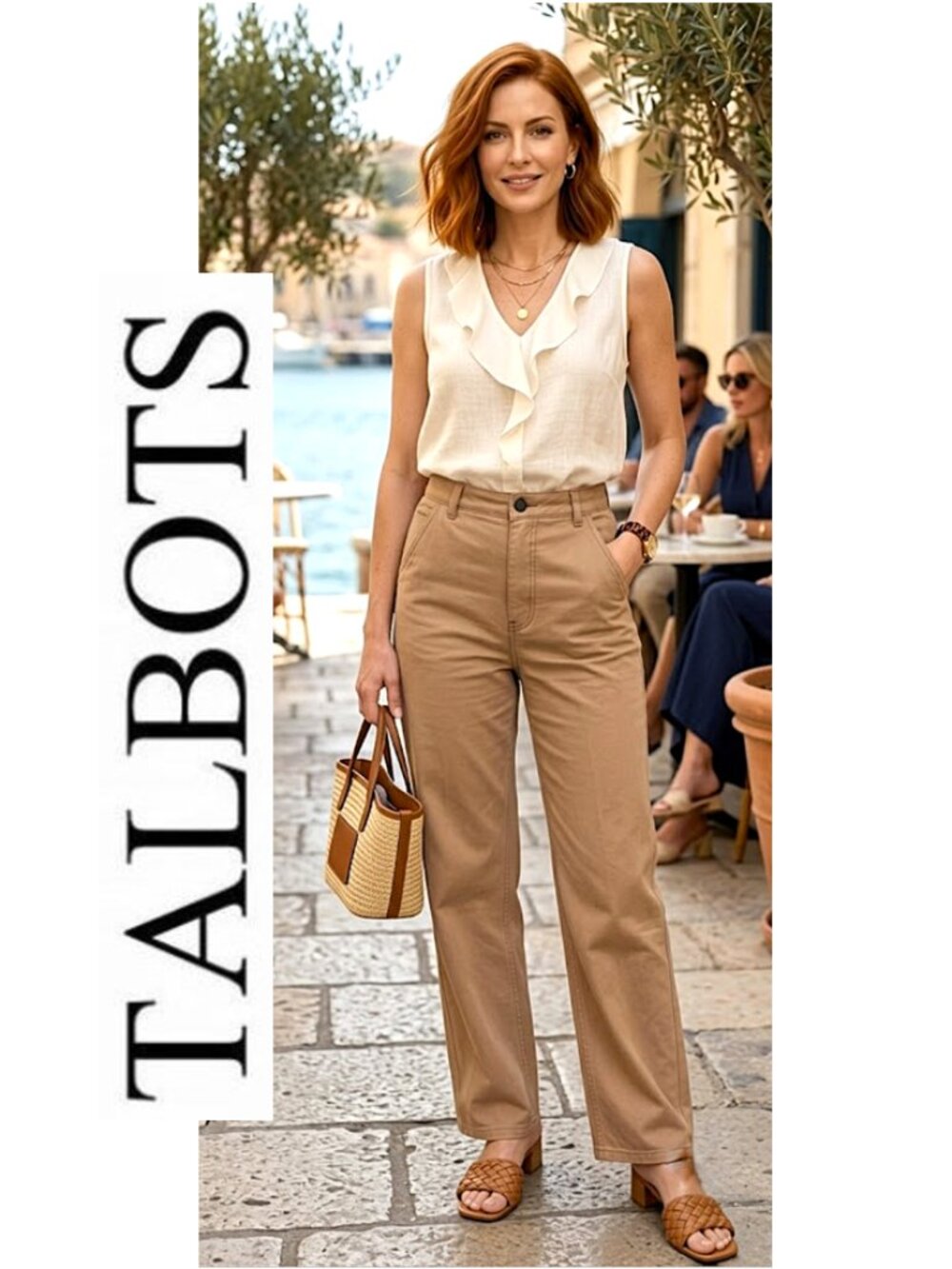 (3 for $30) TALBOTS - Tan coloured long length high waisted pants